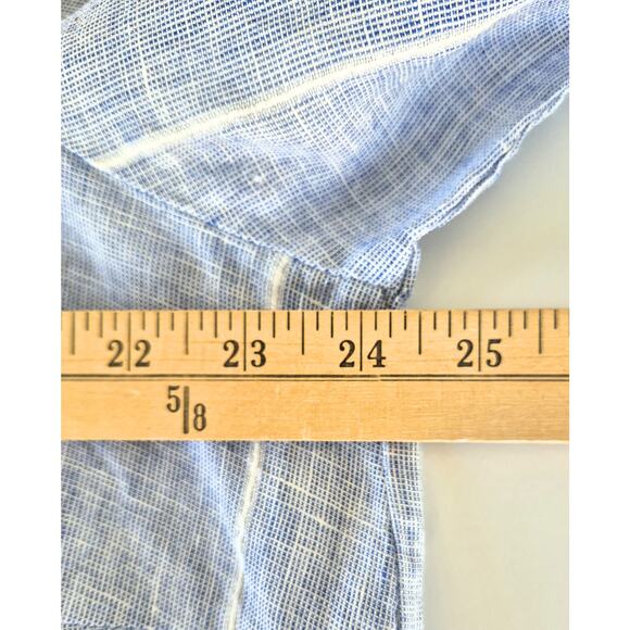 Ellen Tracy Tunic Top 100% Linen Size XL Blue White Nautical Coastal Vacation - Picture 7 of 9